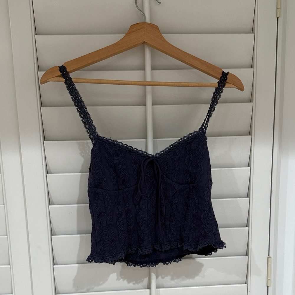 Edikted Navy Lacey Knit Tank Top